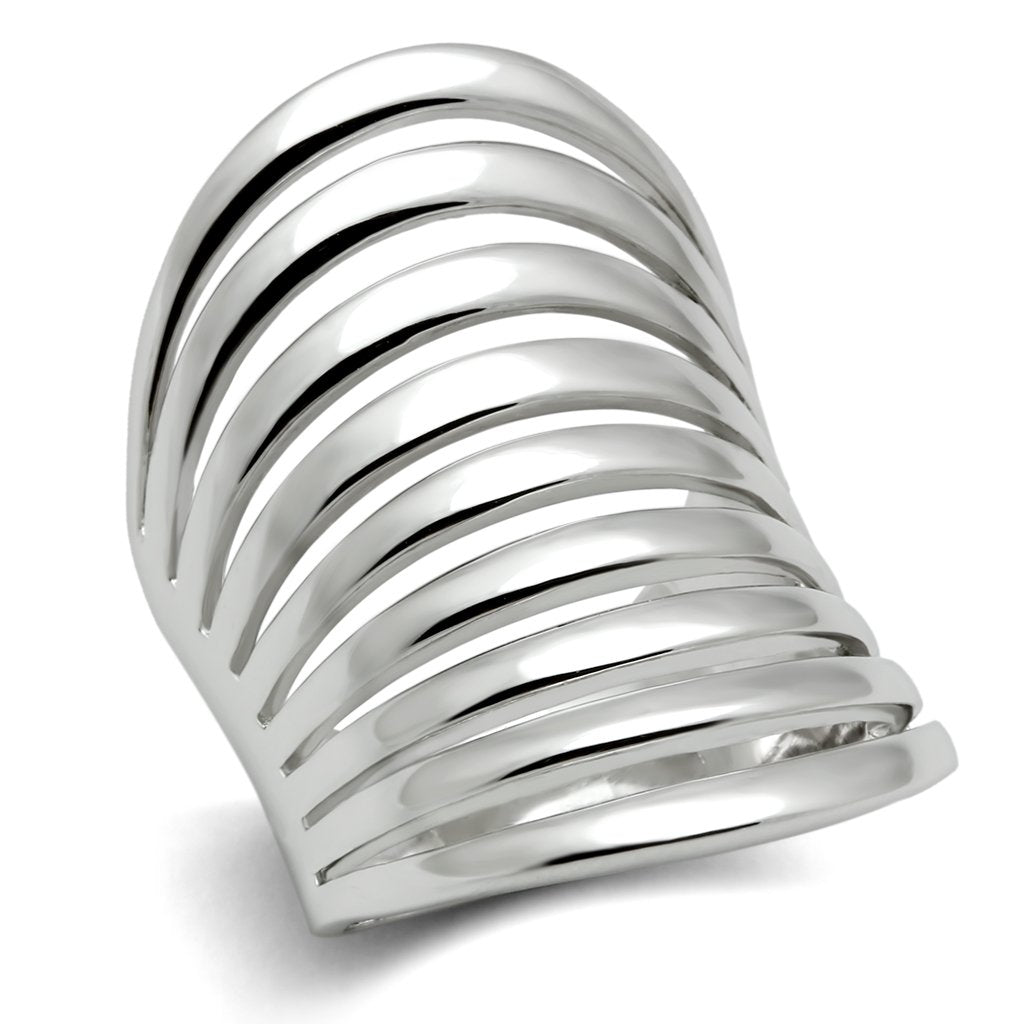 JCE168 Rhodium Brass Ring with No Stone