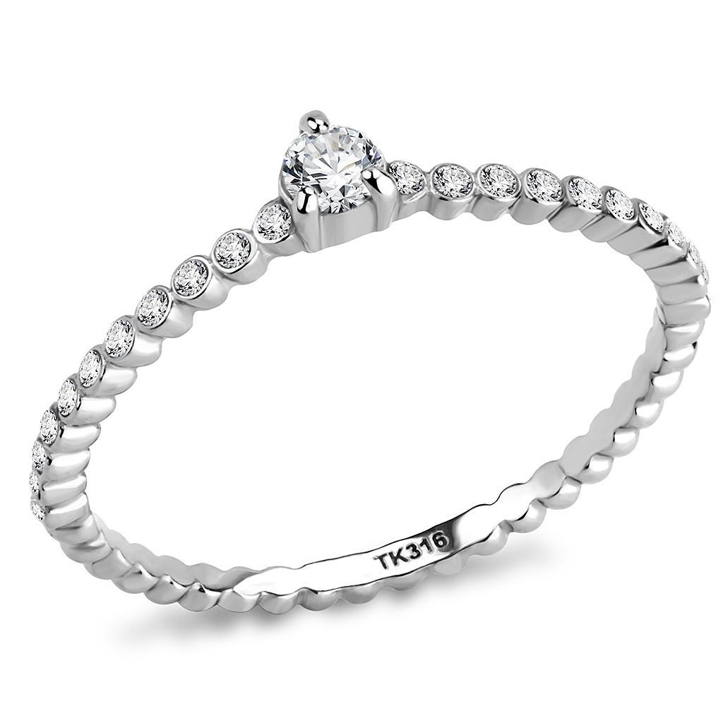 JCE343 No Plating Stainless Steel Ring with AAA Grade CZ  in Clear