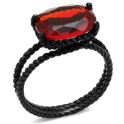 JCE030J IP Black(Ion Plating) Stainless Steel Ring with Synthetic Synthetic Glass in Siam
