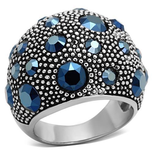 JCE1310 High polished (no plating) Stainless Steel Ring with Top Grade Crystal  in Montana
